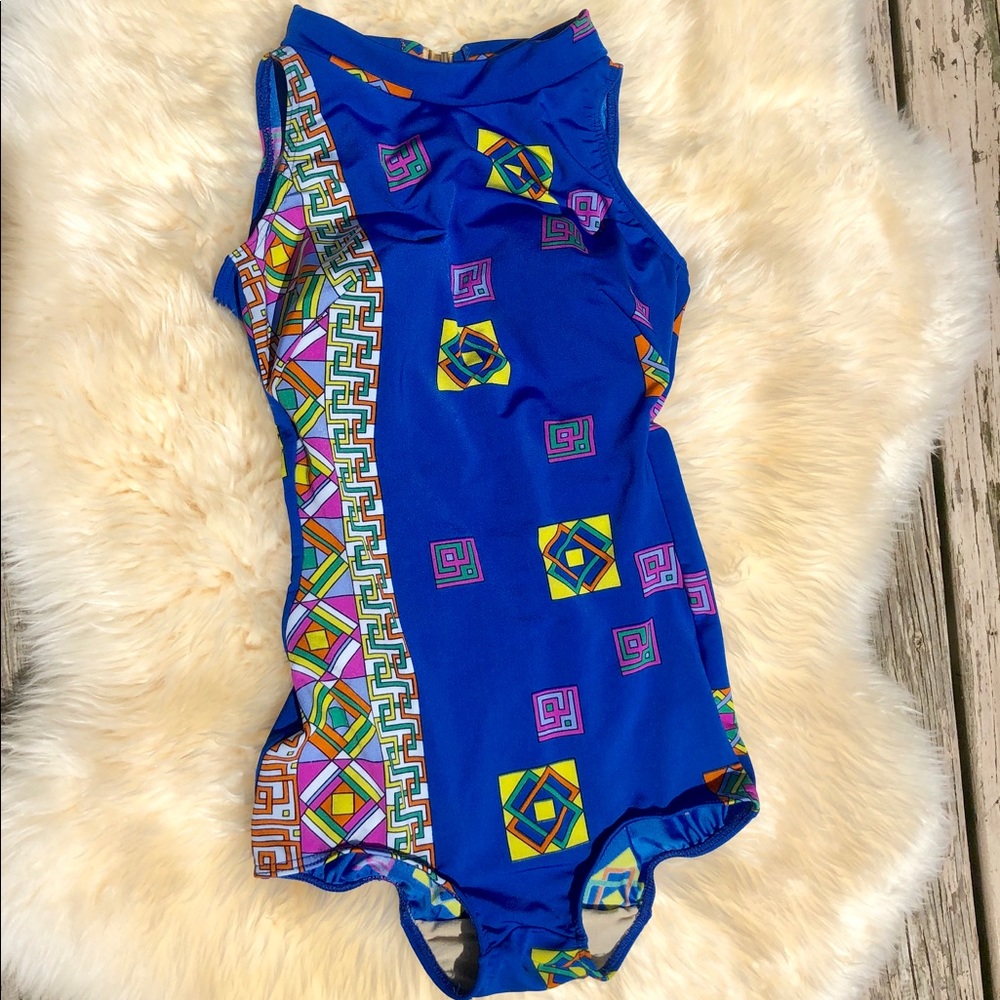 6 Vintage Gottex High Neck Blue Swimsuit